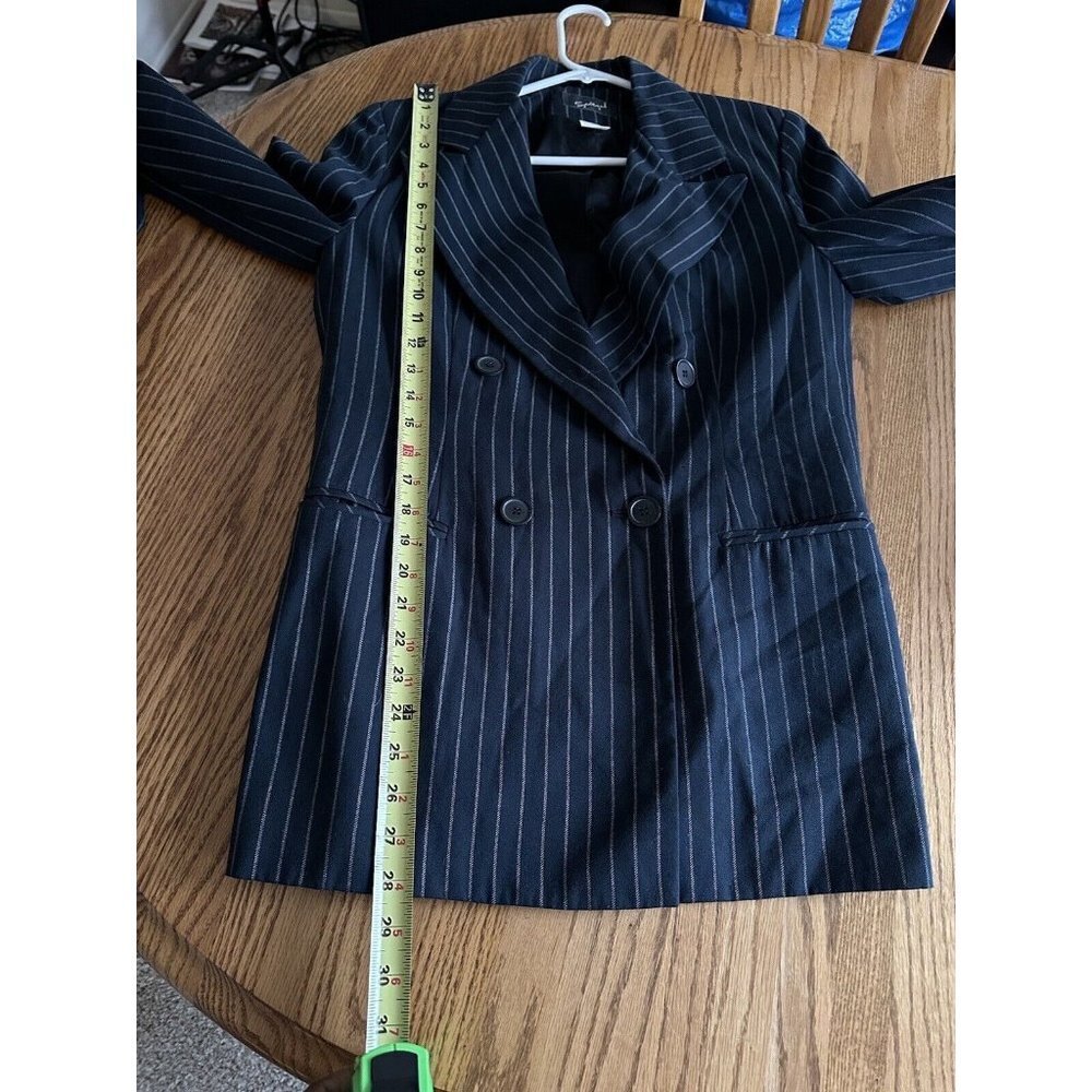 Spiegel Size 8 Blue White Striped Long Sleeve Blazer Jacket Double Breasted - Picture 7 of 10